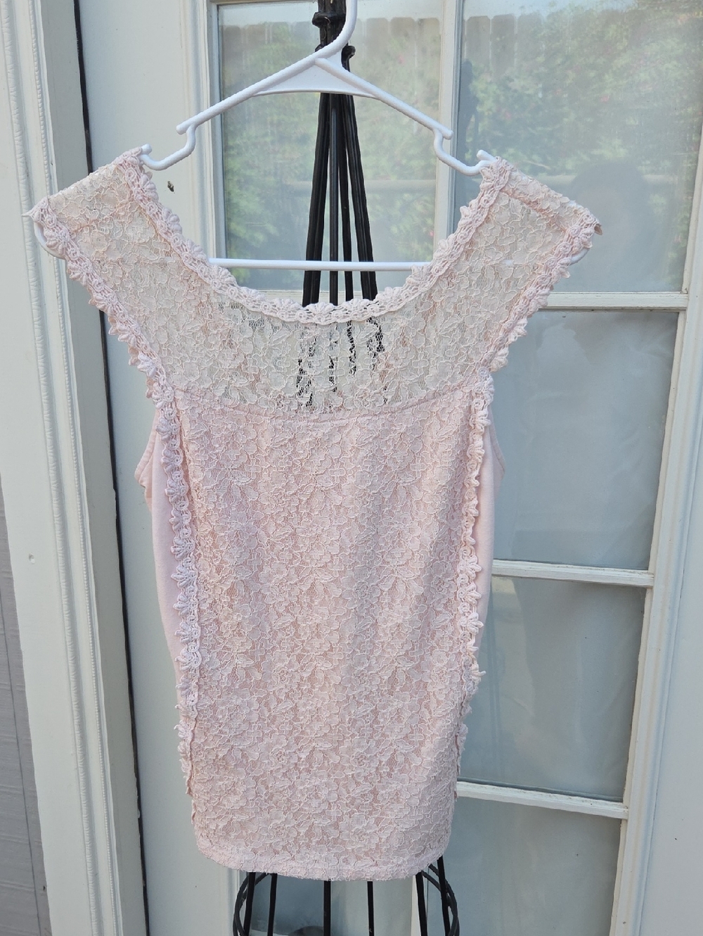 Express Blush Pink Lace Trim Tank, Size XS